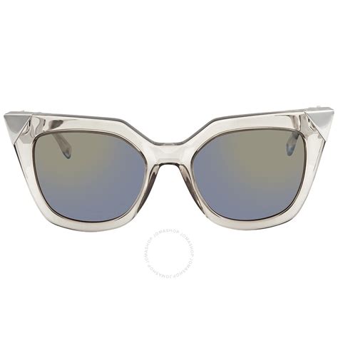 Fendi Khaki Mirror Blue Cat Eye Ladies Sunglasses 